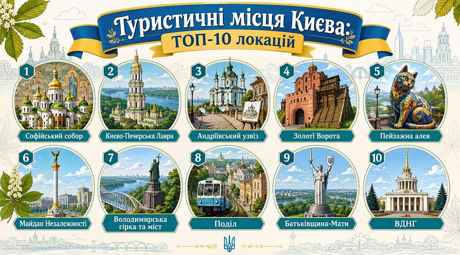Туристичні місця Києва: ТОП-10 локацій, які має відвідати кожен